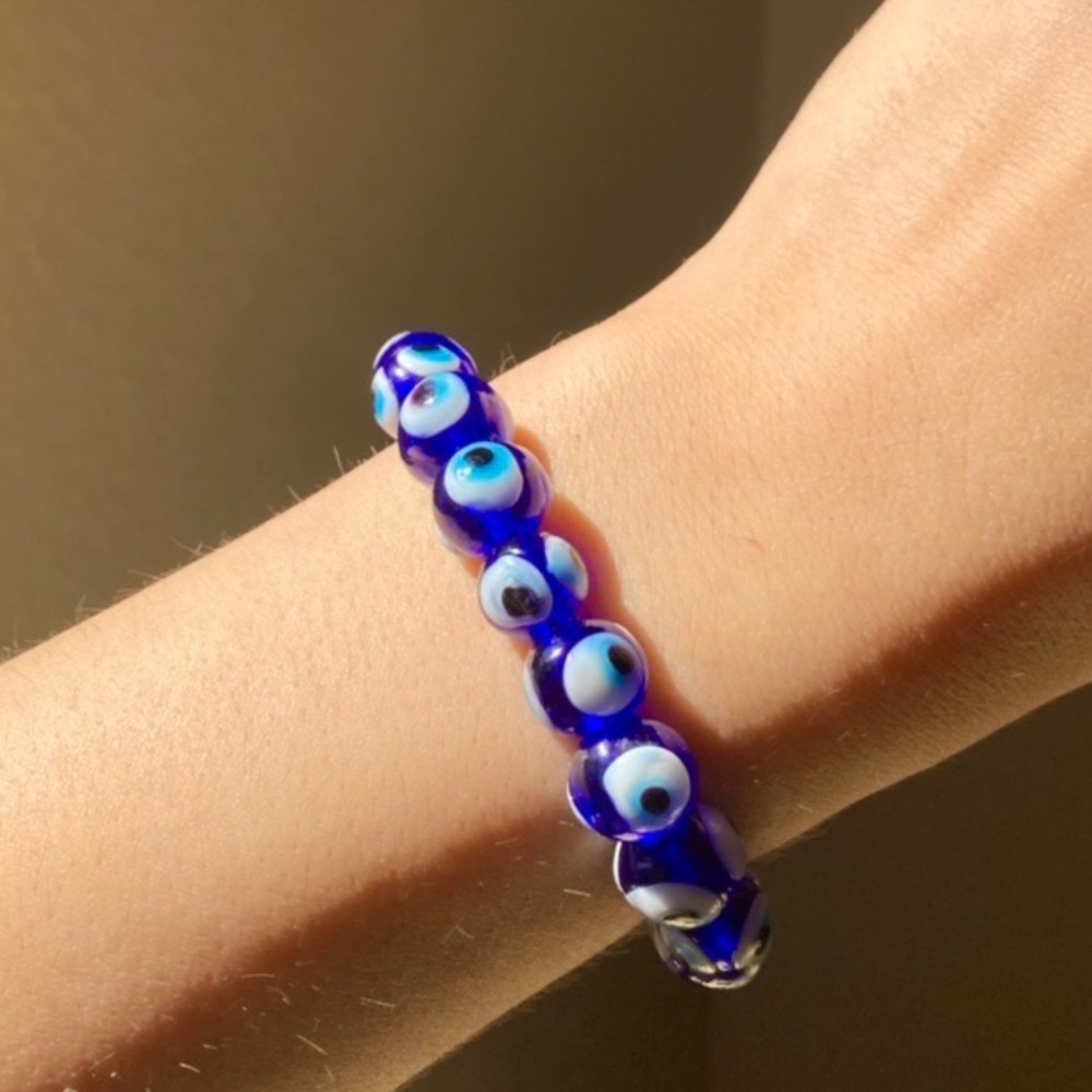 Dark blue purple evil eye bracelet
